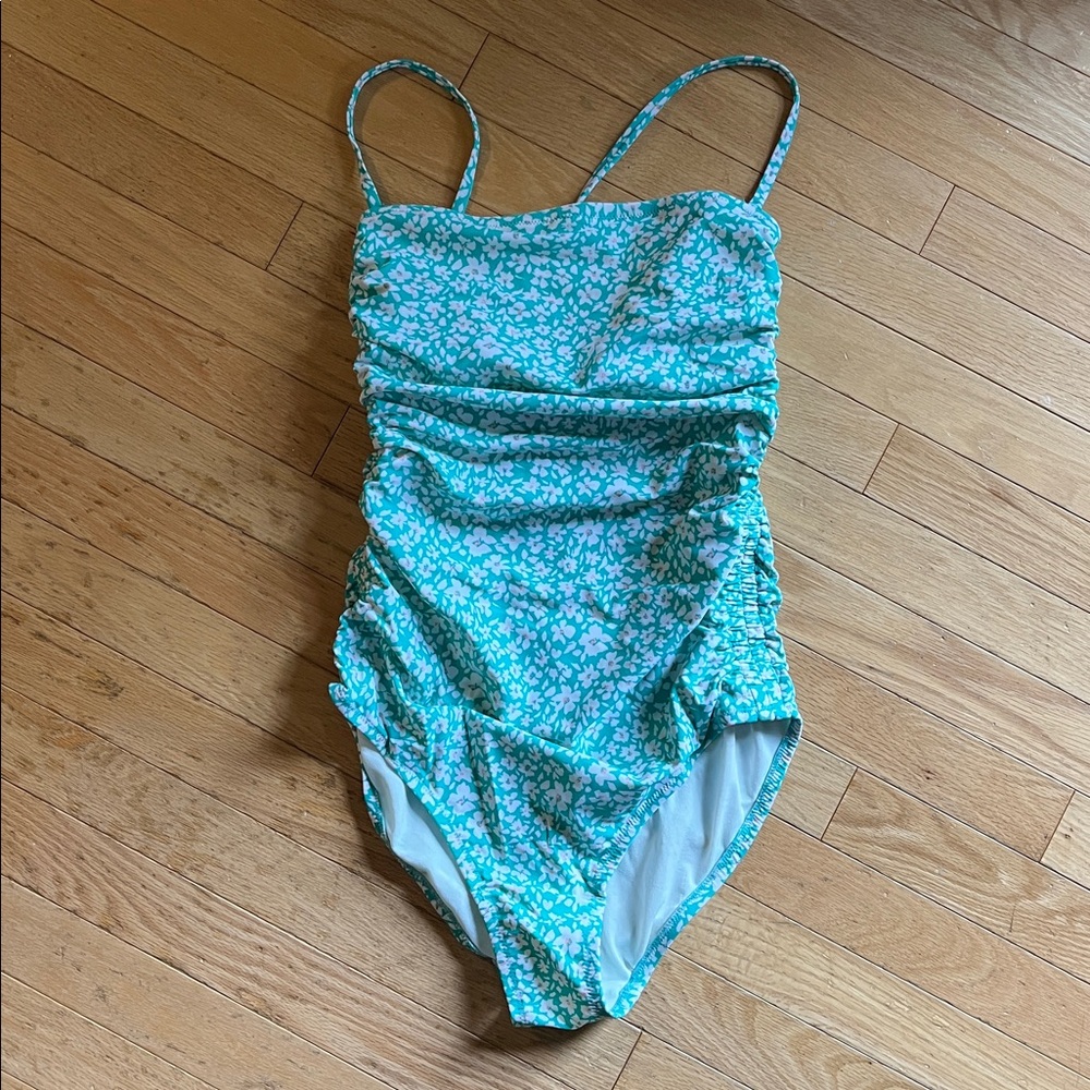 Kona Sol Teal and White Floral Swimsuit